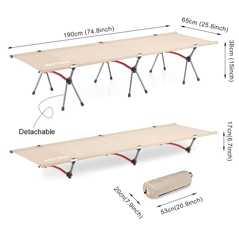 WEST TUNE Camping Cot With Leg Extenders