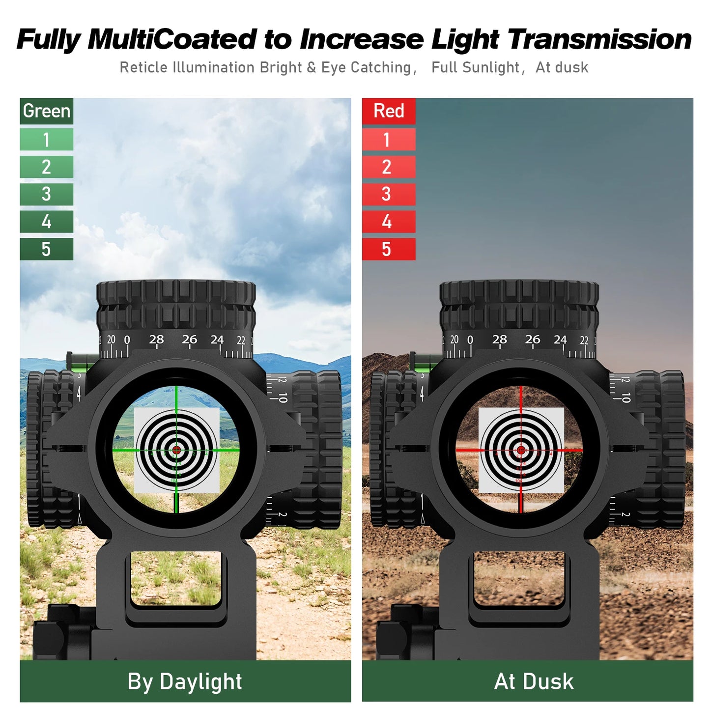 Bestsight 1-5X24 Tactical Rifle Scope Illuminated Reticle
