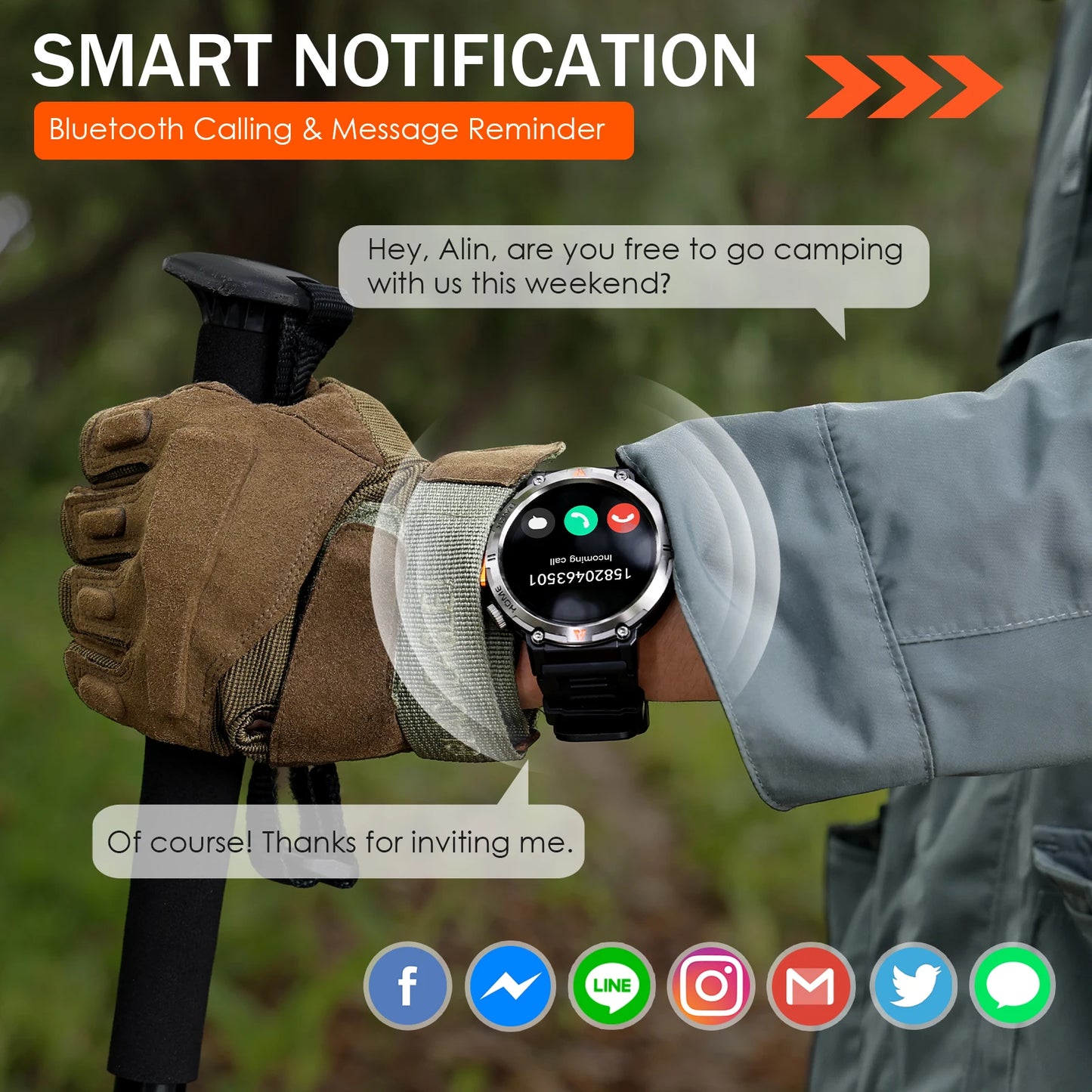 EIGIIS KE3 Bluetooth Smartwatch With Health Heart Rate Monitor