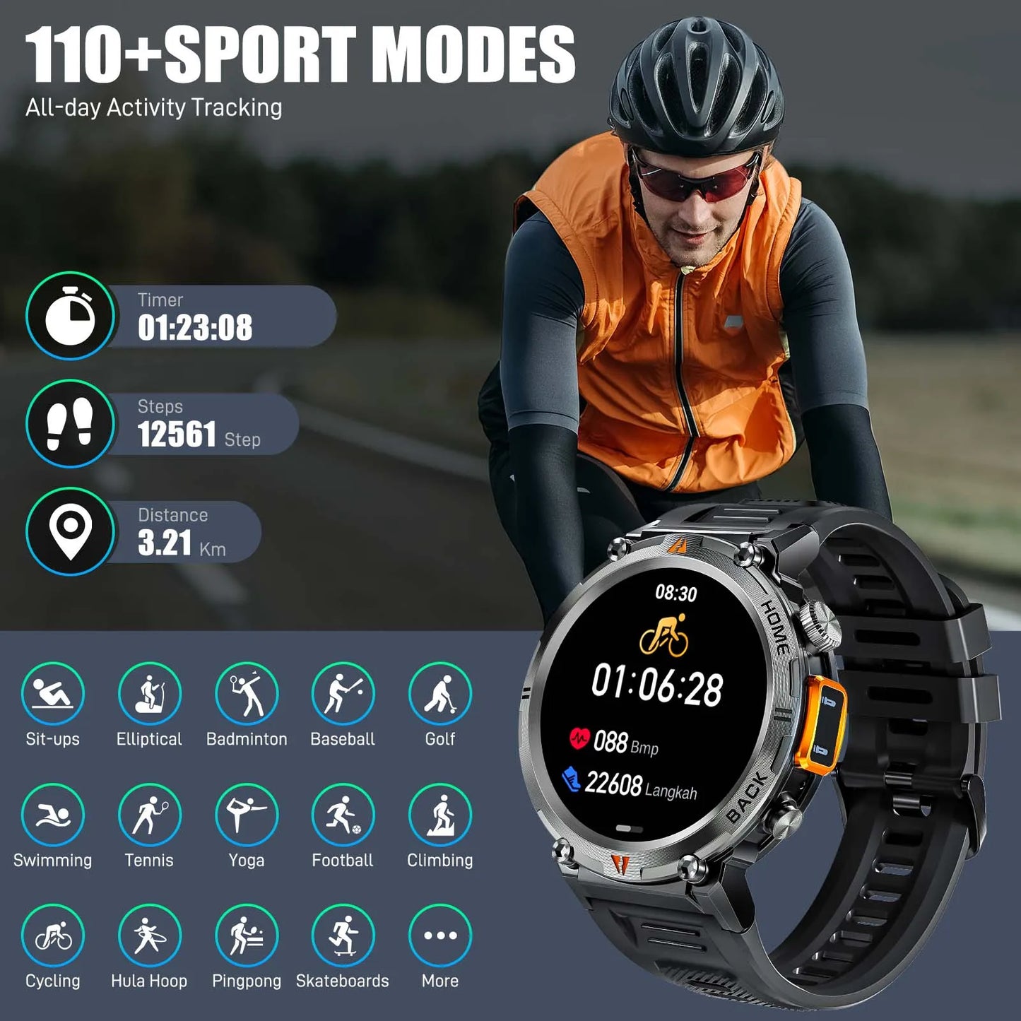 EIGIIS KE3 Bluetooth Smartwatch With Health Heart Rate Monitor