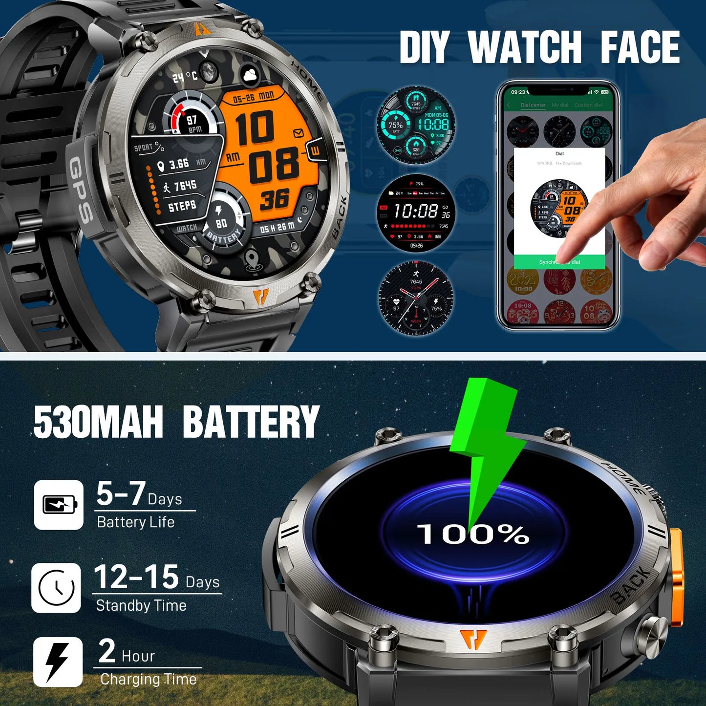 EIGIIS KE3 Bluetooth Smartwatch With Health Heart Rate Monitor